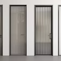 Modern Swing Doors With Dark Frames And Various Glass Textures 3d model