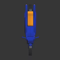 Shiny Blue Motorcycle With Yellow Seat And Sleek Modern Aerodynamic Design