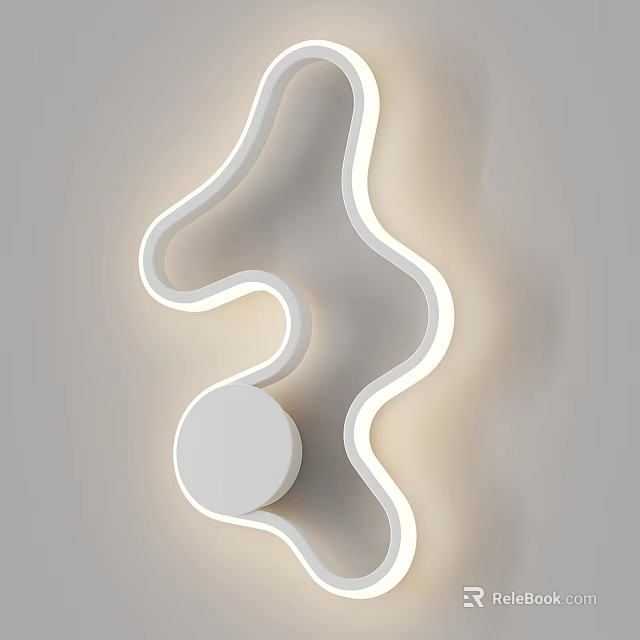 Modern Curved Wall Light With White Sleek Design And LED Lighting 3d model 