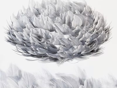 Modern Decorative Gray and White Feather Flower Shaped Fluffy Chandelier Design 3d model