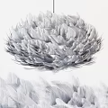 Modern Decorative Gray and White Feather Flower Shaped Fluffy Chandelier Design