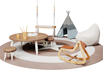 Nordic Children's Tables and Chairs Children's Toys 3d model