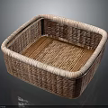 Handwoven Wicker Storage Basket With Rectangular Shape Wooden Base For Home Organization