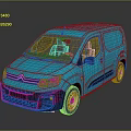 Stylish Shiny Blue Citroen Commercial Van with Dark Background and Reflective Body