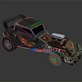 Off Road Terrain Custom Racing Vehicle With Flame Decals And Large Tires