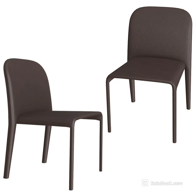 Modern Dark Dining Chairs With Sleek Lines And Curved Back Design 3d model