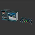Black Beverage Machine With White Nutrition Display Cabinet And Colorful Small Bottles