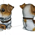 Cute Brown And White Dog Figurine With Welcome Sign And Collar In Two Views