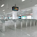 Modern Subway Station Interior Design With Security Check Equipment Blue Barriers And Screens