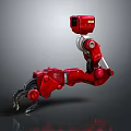 Red Robotic Arm With Mechanical Structure Joint Components And Claw End Design In Gray Background 3d model