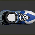 High Top Blue And White Sneakers With Black Strap Laces And Sporty Sole Design