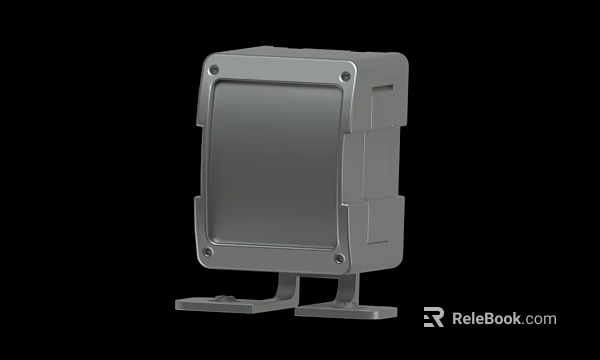 Industrial Gray Square Device Enclosure with Mounting Brackets and Durable Design 3d model 