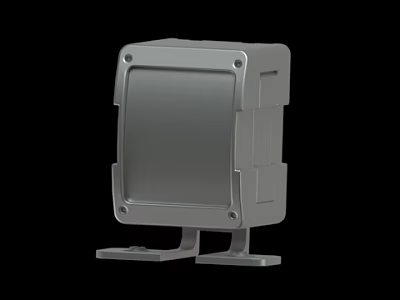 Industrial Gray Square Device Enclosure with Mounting Brackets and Durable Design 3d model