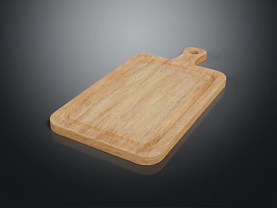 Wooden Cutting Board With Smooth Surface And Handle For Kitchen Use 3d model