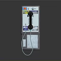 Wall Mounted Public Payphone With Silver Body Keypad Handset And Emergency Button 3d model