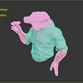 Golden Crocodile 3D Model Wearing White Shirt Holding Small Object With Detailed Features