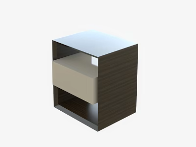 Contemporary Dark Brown Storage Cabinet With Light Beige Open Shelf And Drawer Design 3d model