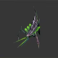 Sci Fi Mechanical Creature Design With Purple Green Accents Slender Limbs And Wing Like Structures