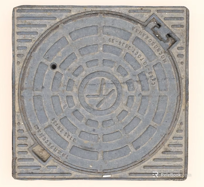 Cast Iron Manhole Cover With Circular Pattern And Textured Surface For Urban Infrastructure 3d model 