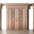 Luxurious Interior Double Door With Ornate Carved Design And Bronze Frame