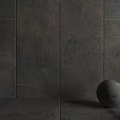 Dark Textured Floor Tiles In Modern Interior Space With Sphere 3d model