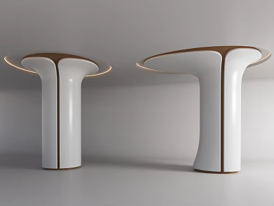 Modern White Columns With Curved Tops Wooden Accents Lighting And Minimalist Room Setting 3d model