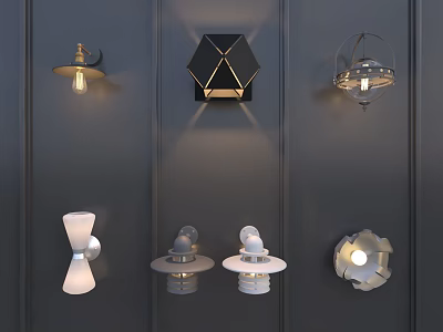Stylish Modern Wall Lamps With Various Geometric Shapes And Contemporary Designs 3d model