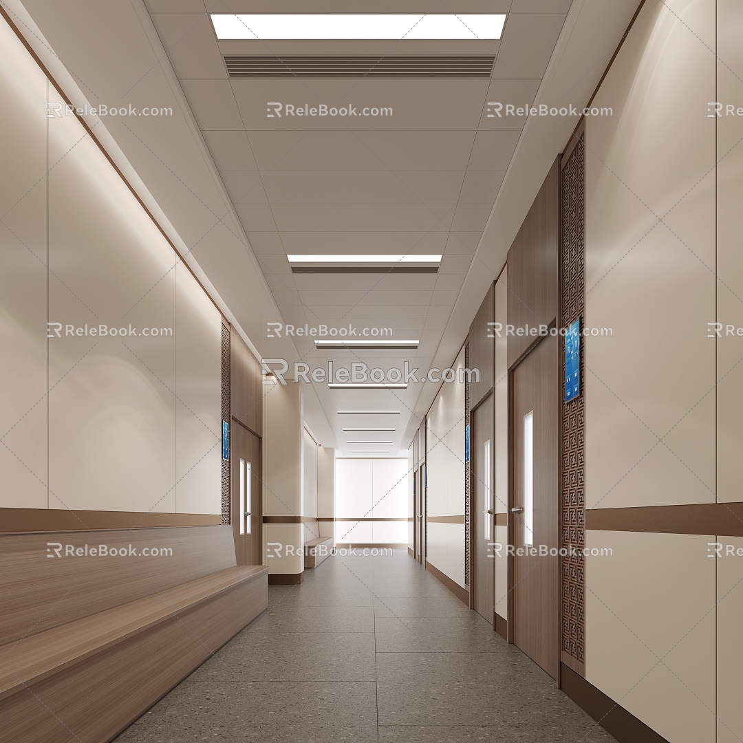 Modern aisle hospital corridor 3d model