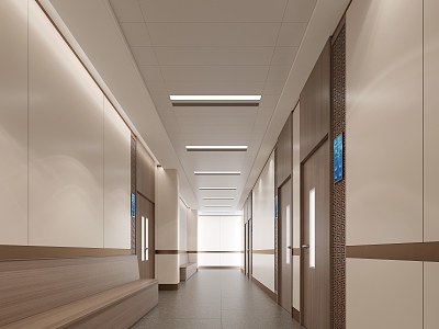 Modern aisle hospital corridor 3d model