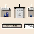 Road Facilities With Directional Signs For Cashier Shop Tea Station And Coffee Shop