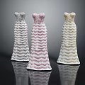 Strapless Sequined Dresses With Zigzag Pattern In Silver Pink Gold Colors
