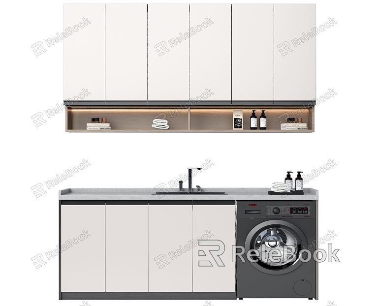 Modern Washing Machine Cabinet Balcony Washing Machine Cabinet Washing Machine Basin model