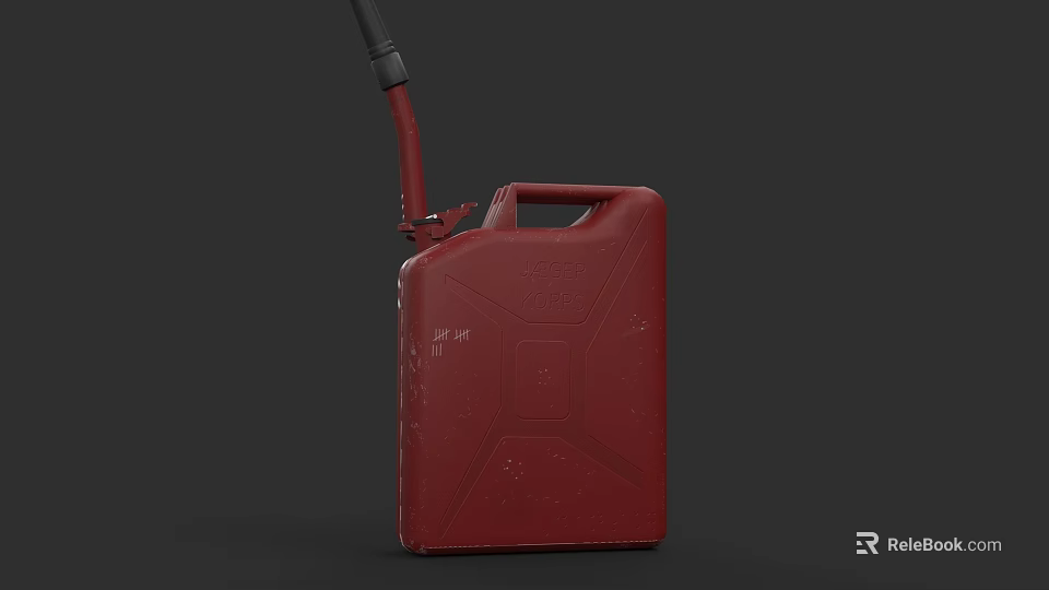 Military Weapon Fuel Support Gear With Red Jerry Can And Black Hose 3d model 