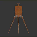Portable Orange Tripod Storage Furniture With Open Cabinet And Stable Legs
