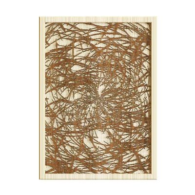 Decorative Wooden Frame With Brown Woven Texture And Abstract Line Design For Home Wall Decor 3d model
