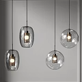 Modern Transparent Glass Pendant Lights With Oval And Round Shapes And Metal Frames