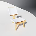 Ergonomic Wooden Leisure Chair With White Fabric Cushion And Minimalist Design Frame