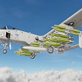 US Air Force Fighter Jet Flying In Clouds Shark Mouth Paint Loaded Missiles Twin Engines