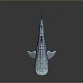 Blue And White Spotted Whale Shark Swimming In Deep Ocean Waters