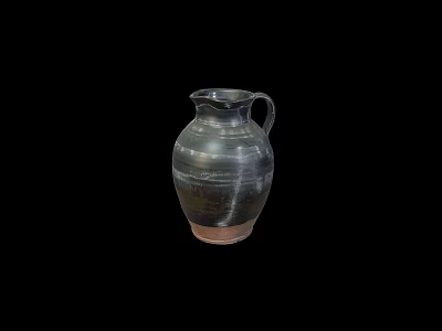 Handcrafted Dark Striped Earthenware Jug With Brown Base And Smooth Surface 3d model
