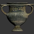 Ancient Greek Ceramic Vase With Two Handles And Floral Decorative Patterns