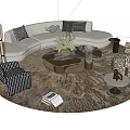 Stylish White L shaped Sofa and Gold Coffee Table Set with Gray Cushions Green Plants