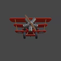 Red Biplane Model With White Clover Design And Lucky Text On Body