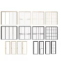 Various Sliding Doors With Different Frame Designs And Glass Panel Options For Home 3d model