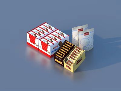 Daily Life Essentials Including Coffee Boxes Sugar Packets And Stick Sachets 3d model