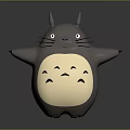 Gray Animated Film Character Totoro With Large Ears Round Eyes Long Whiskers And Beige Belly