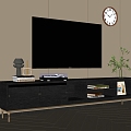 Modern TV Cabinet Black TV Cabinet Solid Wood TV Cabinet Vase Flower Decoration TV Book Decoration Clock 3d model