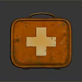 Vintage Orange First Aid Kit With White Cross And Rustic Design