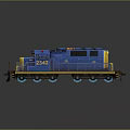 Blue Train Locomotive Number 2342 With Yellow Front And Railings Details