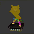 Cat Eared Warrior Character Holding Purple Lightsaber On Black Base With Blue Lights